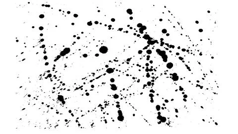 Splashes of black paint on white background, grunge style, ink blots Illustrazione stock