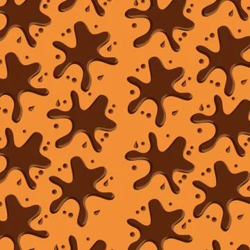 Splashes chocolate dripping seamless pattern イラスト素材