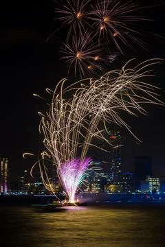 Splashes of colour light up the River Mersey Stock Photos