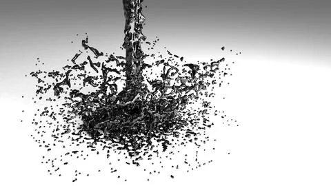 Splashes of dark oil on gray white gradient background,Oil and Energy Busin.. イラスト素材