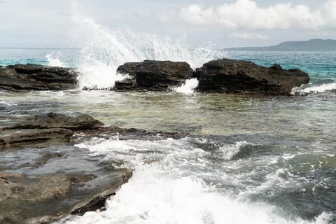 Splashes of during the rough sea Foto stock