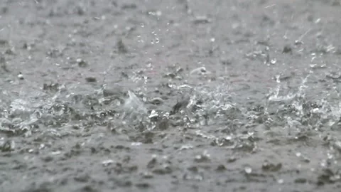 Splashes of heavy rainwater falling on the concrete floor 動画素材 291531232