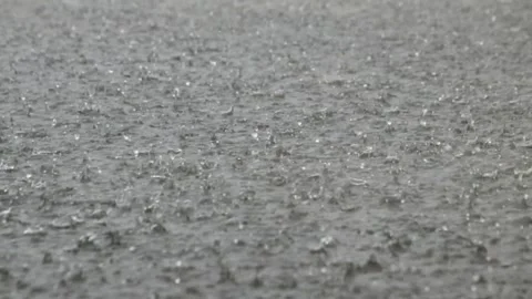 Splashes of heavy rainwater falling on the concrete floor Stock Footage 291531329