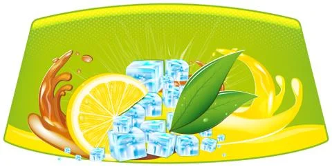 Splashes of juice and ice cubes Illustrazione stock