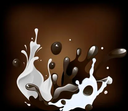 Splashes of milk and cocoa Stock Illustration