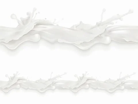 Splashes of milk, milky flow, seamless vector pattern Stock Illustration