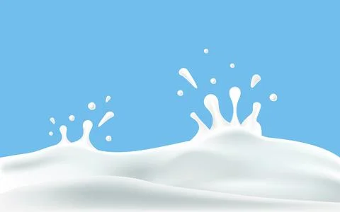 Splashes of milk. Realistic yogurt wave border. Vector illustration. Stock Illustration