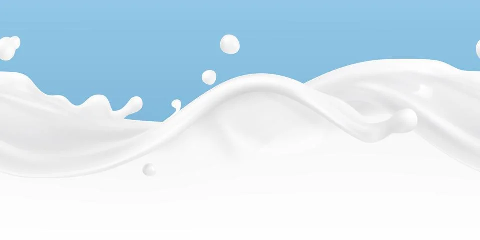 Splashes of milk seamless vector pattern Stock Illustration