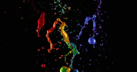 Splashes Of Multicolored Paint Stock Footage 170701698
