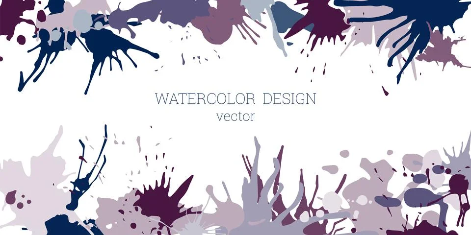 Splashes of paint. Blots. Creative bright watercolor background, banner, cove 库存插图