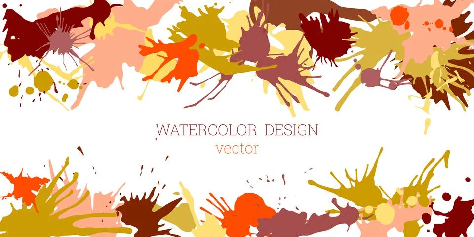 Splashes of paint. Blots. Creative bright watercolor background, banner, cove Stock Illustration