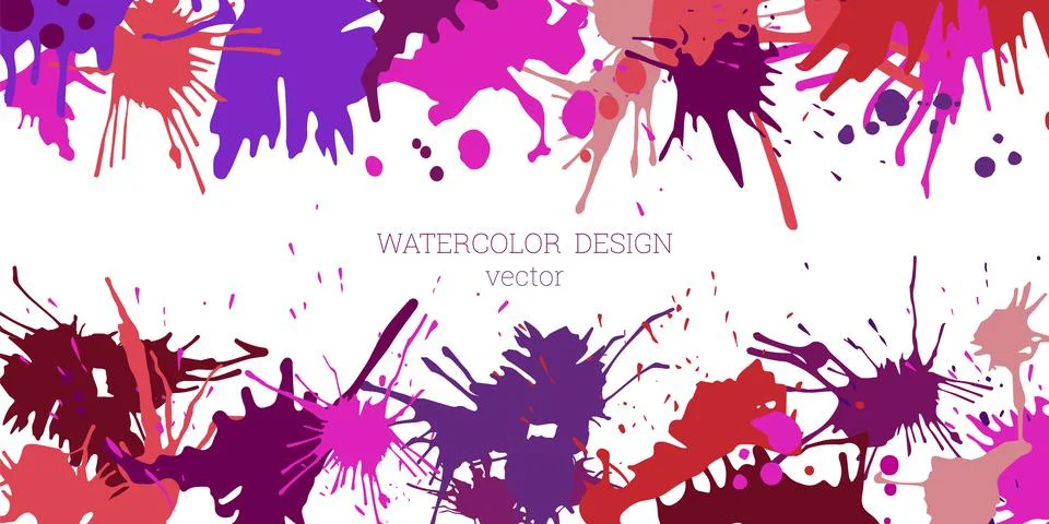 Splashes of paint. Blots. Creative bright watercolor background, banner, cove Stock Illustration