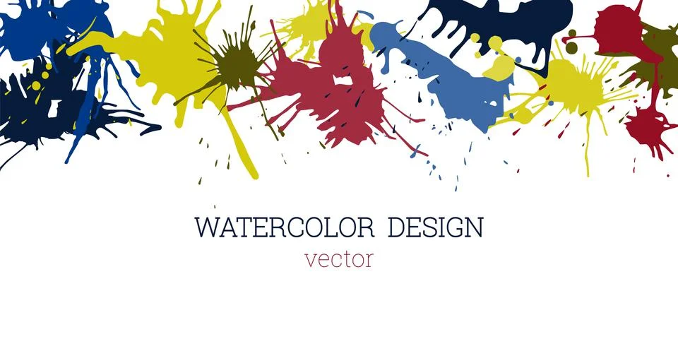 Splashes of paint. Blots. Creative bright watercolor background, banner, cove Stock Illustration