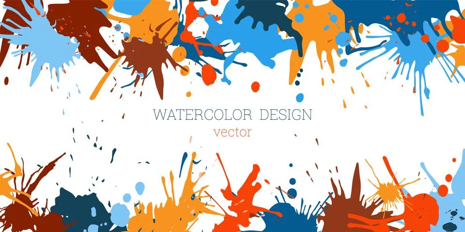 Splashes of paint. Blots. Creative bright watercolor background, banner, cove Stockillustratie