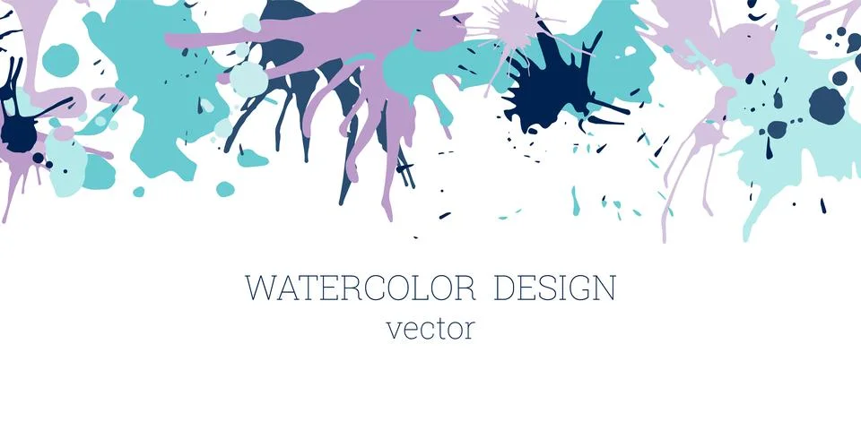 Splashes of paint. Blots. Creative bright watercolor background, banner, cove Stock Illustration