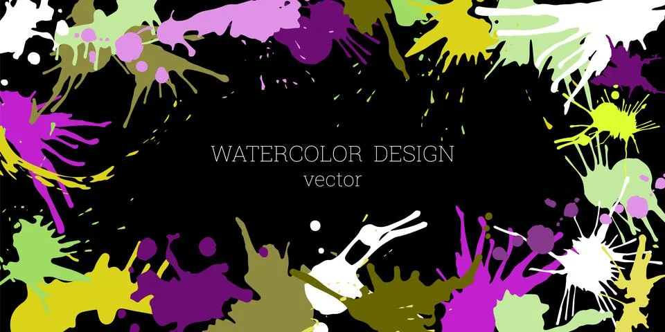 Splashes of paint. Blots. Creative bright watercolor background, banner, cove Stockillustratie