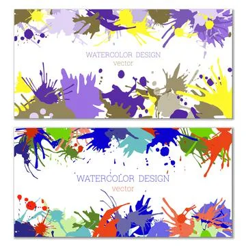 Splashes of paint. Blots. A set of two creative bright watercolor backgrounds Stockillustratie