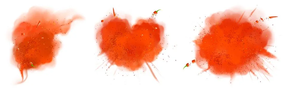 Splashes of red chilli pepper powder and pieces Stock Illustration