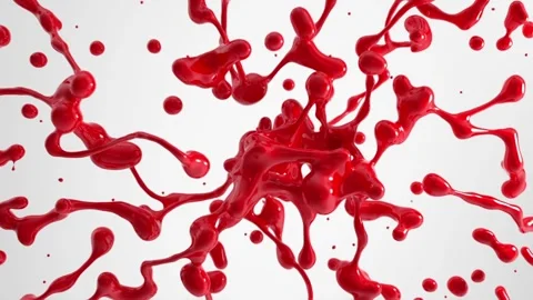 Splashes of red liquid are merged in a drop Stock Footage 197437582