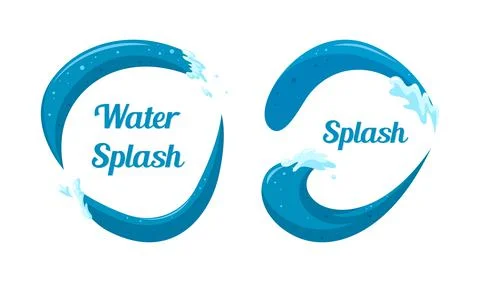 Splashes of water in circle frames. Swirling waves frames. Vector illustration Stock Illustration