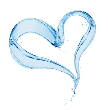 Splashes of water in the shape of a heart on a white background Stock Illustration