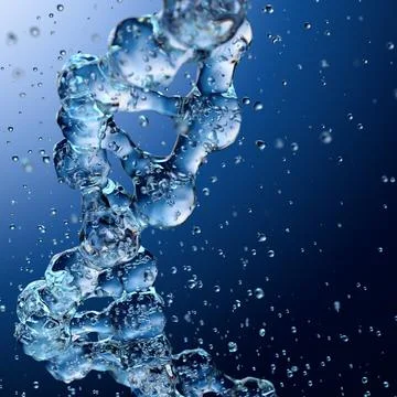 Splashes of water shaped of a DNA molecule. 3d render Stock Illustration