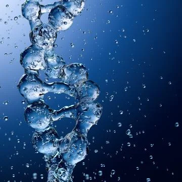 Splashes of water shaped of a DNA molecule. 3d render Stock Illustration