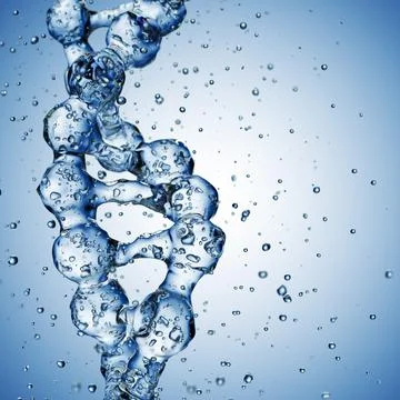Splashes of water shaped of a DNA molecule. 3d render Illustrazione stock