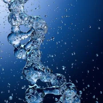 Splashes of water shaped of a DNA molecule. 3d render Stock Illustration