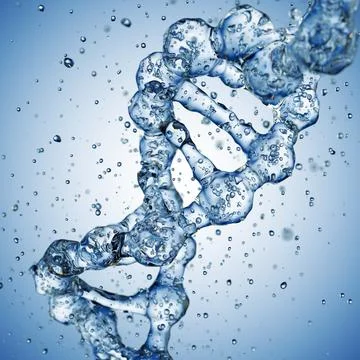 Splashes of water shaped of a DNA molecule. 3d render イラスト素材