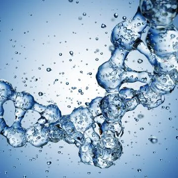Splashes of water shaped of a DNA molecule. 3d render Stock Photos