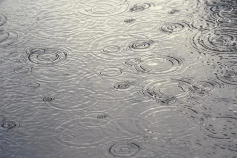 Splashes on the water surface during the rain 写真素材