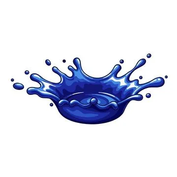 Splashing Blue Liquid Droplets in Dynamic Motion on White Background Ilustração Stock