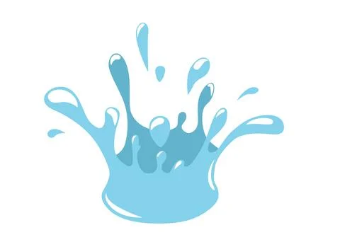 Splashing blue water vector background in simple flat style isolated on white Stock Illustration