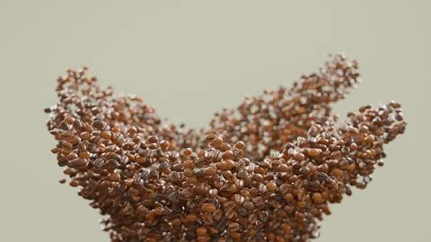 Splashing coffee beans, 3D rendering Stock Illustration