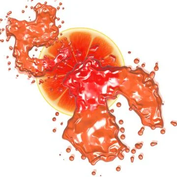 Splashing grapefruit slice Stock Illustration