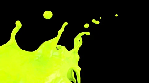 Splashing green paint in slow motion, alpha included (FULL HD) Video stock 37487534