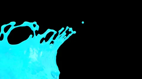 Splashing light blue paint in slow motion, alpha included (FULL HD) Video stock 37486840