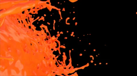 Splashing orange paint in slow motion, isolated on black (FULL HD) Video stock 36574040