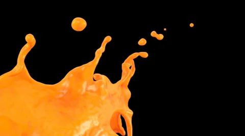 Splashing orange paint in slow motion, alpha included (FULL HD) Video stock 37487829