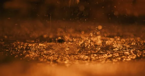 Splashing Rain at Night Stock Footage 169923271