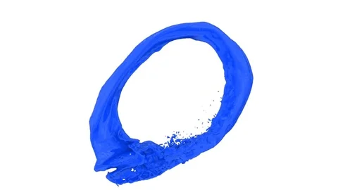 Splashing ring of blue paint forms ball - on white, alpha included (FULL HD) 스톡 동영상 82452901
