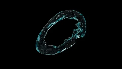 Splashing ring of turquoise water forms ball - on black, + alpha (FULL HD) 動画素材 82082513