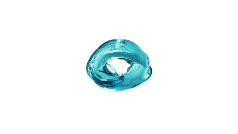 Splashing ring of turquoise water forms ball - on white, + alpha (FULL HD) Stockbeeldmateriaal 82084105