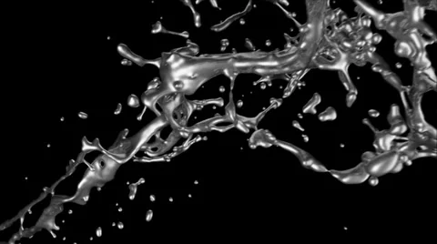 Splashing silver in slow motion, isolated on black (FULL HD) Stockbeeldmateriaal 36585960