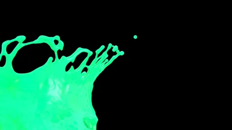 Splashing turquoise paint in slow motion, alpha included (FULL HD) Video stock 37489092