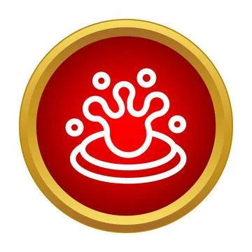 Splashing water drop icon in red circle Stock Illustration