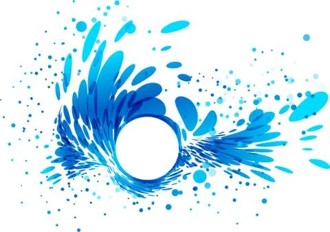 Splashing water with white circle frame Stock Illustration