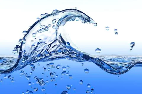 Splashing wave, split view Stock Illustration