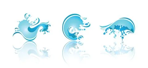 Splashing waves and water. third set icons Stock Illustration